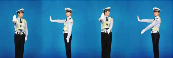 交警指挥手势图解,交警指挥手势动作中左手上举掌心向前表示什么图13