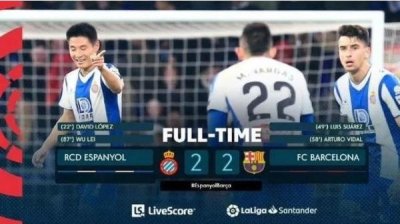 ​武磊攻破巴萨球门西班牙人战平巴萨 武磊进球过程全程回顾