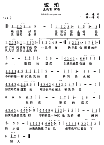琥珀歌词（琥珀歌曲介绍）